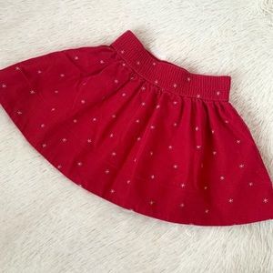 Vintage OshKosh Christmas Red Corduroy Skirt w Silver Snowflakes